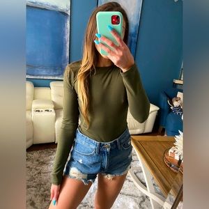 Vici olive open back bodysuit